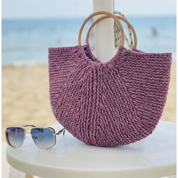 Horgolt bordó kosártáska