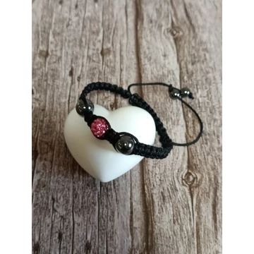 Shamballa RÓZSASZÍN köves makramé karkötő